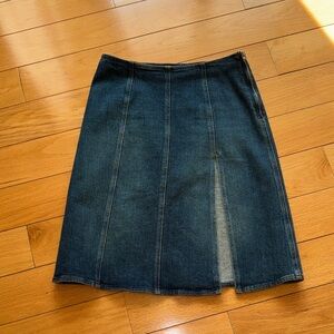 Moschino Dark Blue Denim A-Line Skirt with Front Slit